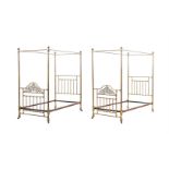 TWO VICTORIAN BRASS SINGLE BED FRAMES