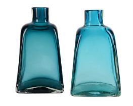 TWO LARGE TURQUOISE VENETIAN GLASS VASES