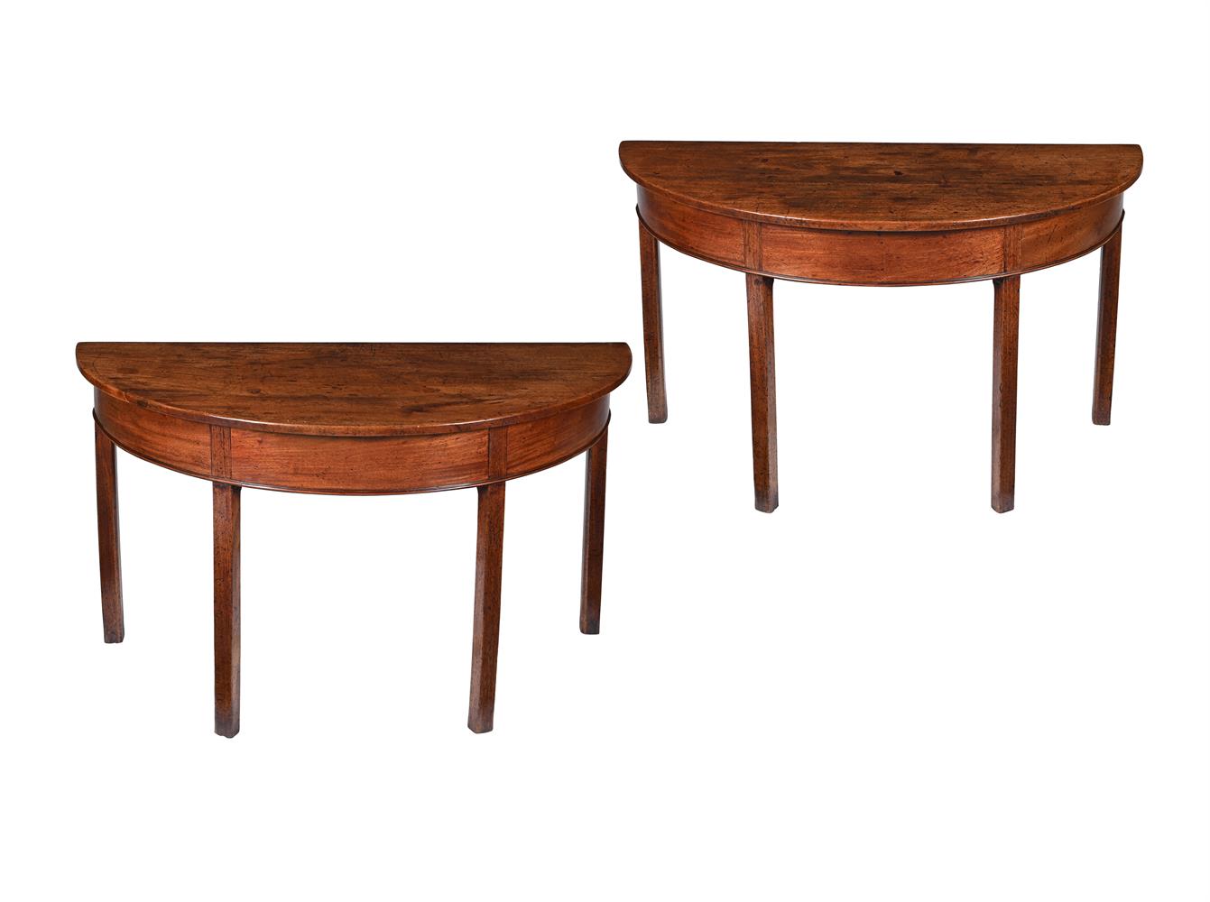 A PAIR OF GEORGE III MAHOGANY CONSOLE TABLES