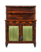 Y A REGENCY MAHOGANY AND ROSEWOOD BANDED CHIFFONIER BOOKCASE