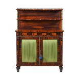Y A REGENCY MAHOGANY AND ROSEWOOD BANDED CHIFFONIER BOOKCASE