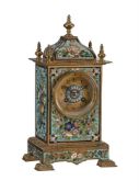 A FRENCH GILT BRASS AND CLOISONNE ENAMEL MANTEL CLOCK