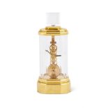 CORUM FOR BACCARAT, GOLDEN BRIDGE, A CRYSTAL AND GILT METAL SKELETON DESK CLOCK