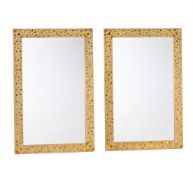A PAIR OF RECTANGULAR WALL MIRRORS WITH COLOURED PASTE 'GEM' SET FRAMES