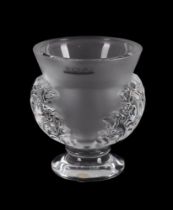 LALIQUE, CRYSTAL LALIQUE, A SMALL CLEAR AND FROSTED GLASS VASE