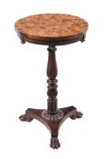 A REGENCY STAINED OAK AND SPECIMEN CROSS SECTION VENEERED OCCASIONAL TABLE