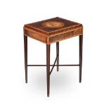 A GEORGE III HAREWOOD AND MARQUETRY SIDE OR OCCASIONAL TABLE