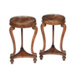 Y A PAIR OF VICTORIAN ROSEWOOD AND SIMULATED ROSEWOOD AND GILT METAL MOUNTED JARDINIERE STANDS
