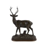 ALFRED DUBUCAND (FRENCH, 1828-1894) A BRONZE MODEL OF A STAG