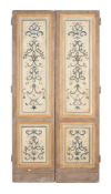 A PAIR OF POLYCHROME PAINTED WOODEN DOORS