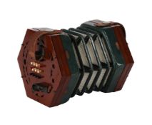 Y A VICTORIAN WALNUT 32 BUTTON CONCERTINA MID 19TH CENTURYWith 16 buttons to each pierced walnut sid