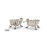 A MATCHED PAIR OF GEORGE III SILVER SHELL SHAPED SALTS EDWARD WAKELIN, LONDON 1760 AND 1764