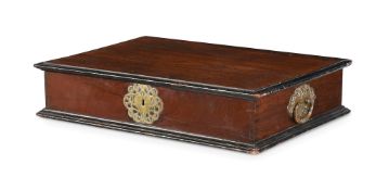 DUTCH EAST INDIA COMPANY: A STAMPED AND DATED HARDWOOD DOCUMENT BOX, MID 18TH CENTURY