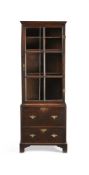 AN OAK NARROW BOOKCASE, 18TH CENTURY AND LATER ELEMENTS