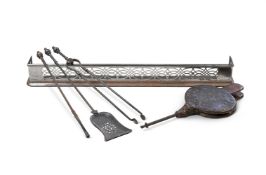 A SET OF THREE STEEL FIRE TOOLS, 19TH CENTURY