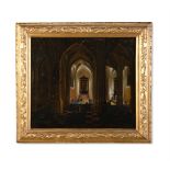 MANNER OF PIETER NEEFS THE YOUNGER, FIGURES IN A CHURCH INTERIOR
