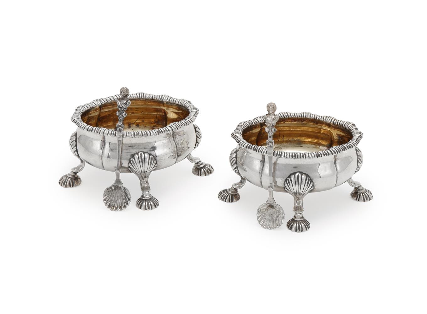 A PAIR OF GEORGE III SILVER SHAPED OVAL SALTSPOSSIBLY BY DAVID HENNELL I, LONDON 1760 - Image 2 of 3