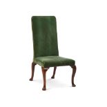 A GEORGE II WALNUT AND GREEN VELVET UPHOLSTERED SIDE CHAIR, CIRCA 1740