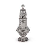 A GEORGE III SILVER BALUSTER SUGAR CASTER JOHN DELMESTER LONDON 1763