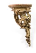 A CREAM PAINTED CARVED WOOD CORNER BRACKET, ENGLISH OR FRENCH, LATE 18TH CENTURY