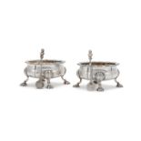 A PAIR OF GEORGE III SILVER SHAPED OVAL SALTSPOSSIBLY BY DAVID HENNELL I, LONDON 1760