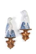 A PAIR OF CHINESE PORCELAIN BLUE AND WHITE PARROTS, 19TH CENTURY