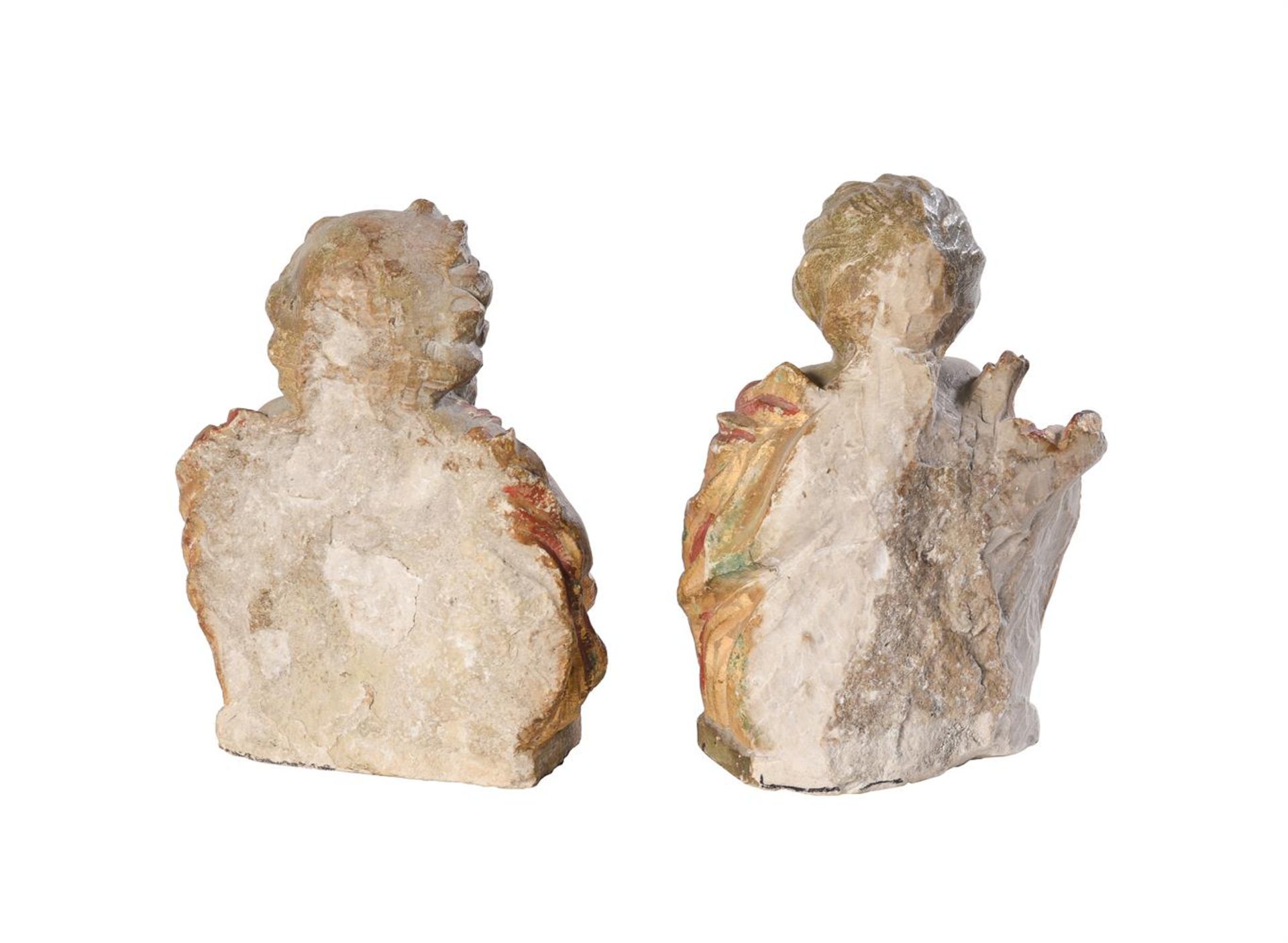 A PAIR OF FRENCH CARVED LIMESTONE AND POLYCHROME DECORATED BIBLICAL FIGURES OF 'TWO SOULS IN PURGATO - Bild 2 aus 2