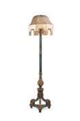 A GREEN PAINTED AND PARCEL GILT STANDARD LAMP, IN THE REGENCY MANNER ,EARLY 20TH CENTURY