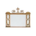 A GILTWOOD AND COMPOSITION OVERMANTEL MIRROR, 19TH CENTURY
