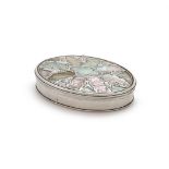 Y A SILVER, MOTHER OF PEARL AND TORTOISESHELL OVAL SNUFF BOX, UNMARKED