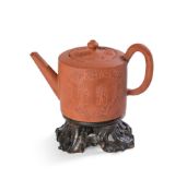 AN ENGLISH REDWARE TEAPOT AND COVER, 18TH CENTURY
