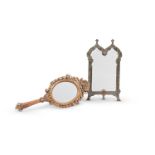 A FRENCH GILT METAL STRUT BACK TABLE MIRROR IN PERSIAN STYLE, LATE 19TH CENTURY