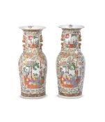 TWO LARGE CANTONESE VASES 20TH CENTURY