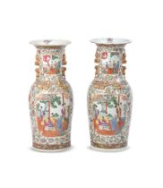 TWO LARGE CANTONESE VASES 20TH CENTURY
