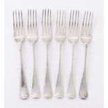 SIX GEORGE IV SILVER HANOVERIAN PATTERN TABLE FORKS
