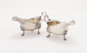A PAIR OF IRISH SILVER OVAL SAUCE BOATS