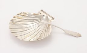 A GEORGE III SILVER SHELL SHAPED BUTTER DISH