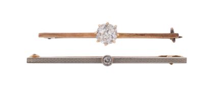 TWO EARLY 20TH CENTURY DIAMOND BAR BROOCHES