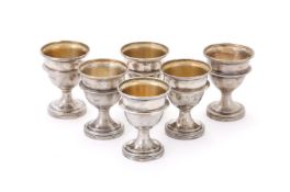 SIX INDIAN COLONIAL SILVER EGG CUPS