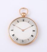 UNSIGNED, A FRENCH 18 CARAT GOLD OPEN FACE QUARTER REPEATER POCKET WATCH