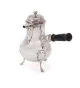 A FRENCH SILVER BALUSTER CHOCOLATE POT