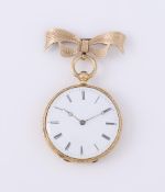 CHARLES OUDIN, A FRENCH 18 CARAT GOLD OPEN FACE FOB WATCH