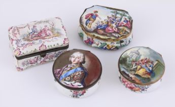 A COLLECTION OF FOUR ANTIQUE ENAMELLED BOXES