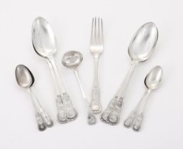 A COLLECTION OF WILLIAM IV SCOTTISH SILVER SINGLE STRUCK KING'S PATTERN FLATWARE