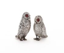A VICTORIAN SILVER OWL PEPPERETTE