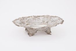 A VICTORIAN SILVER SHAPED OVAL BASKET