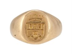 A SWEDISH GOLD COLOURED SIGNET RING