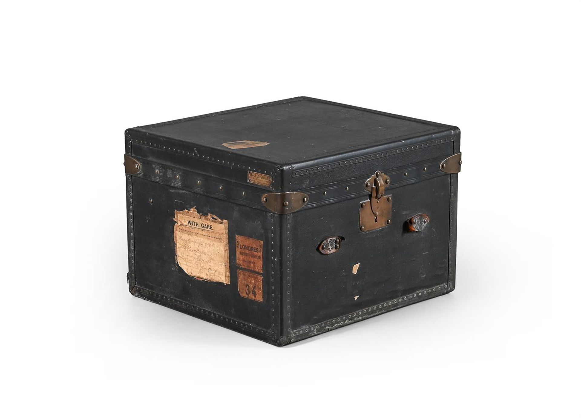 GOYARD, A BLACK COATED CANVAS TRUNK