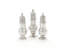 A PAIR OF GEORGE II SILVER PEPPERETTES