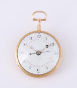 UNSIGNED, A GOLD OPEN FACE POCKET WATCH WITH DATE